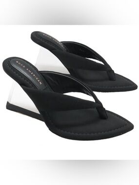 Good American Black Women's Padded Thong Sandals Size 8 NIB